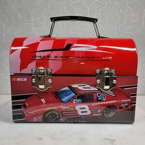 NASCAR Dale Earnhardt Jr Lunch Box  9"x6.5" Red 2004 No.8 Metal Dome Handle